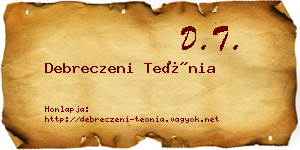 Debreczeni Teónia névjegykártya